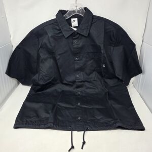 Nike Club Button Up Down Short Sleeve Shirt Black Men's Medium DX0898-010